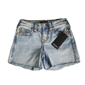 True Religion Women's Size 24 Jayde Classic Mid Rise Denim Jean Shorts Blue NWT - Picture 1 of 8