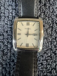 Fossil Mens Watch pr5324 MartinAir Black Leather Band White Dial Date New Batter - Picture 1 of 4