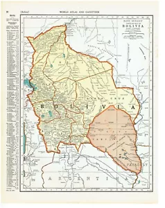 1939 Country Map of Brazil and Bolivia Highly Detailed - Picture 1 of 2