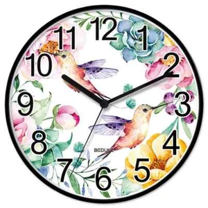 Wall Clock Nonticking Silent Battery Operated Quartz Large Number Hummingbird Fl - Picture 1 of 7