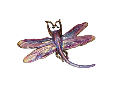 Beautiful Amethyst Purple Pink Metal Dragonfly Shank Button  1-7/8 x 1-3/8" - Image 1 of 4