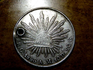 Scarce 1886/1886. Cn AM (over date/period error) Mexican Eight Reales Silver F1 - Picture 1 of 2