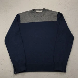 Neiman Marcus Sweater Mens Large Gray Blue 100% Cashmere Crewneck Knit Soft - Picture 1 of 10