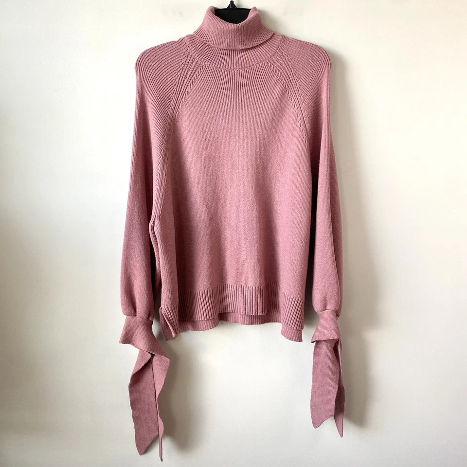 Suéter Zara Manga Corbata Cuello Alto Malva Rosa L Foto 1 de 4