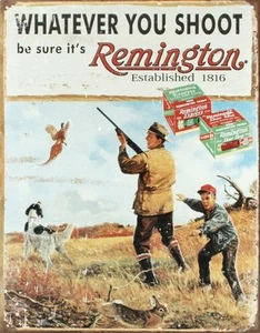 Remington Whatever You Shoot Ammo Distressed Retro Vintage Ad Metal Tin Sign - Picture 1 of 1