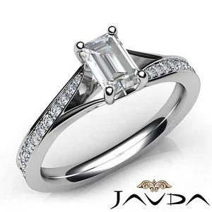 Micro Pave Setting Emerald Diamond Engagement Split Shank Ring GIA I VS2 1.06Ctw - Bild 1 von 8