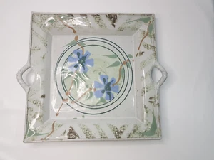 Studio Pottery Handcrafted Painted Floral Stoneware Artist Signed Serving Tray - Picture 1 of 9