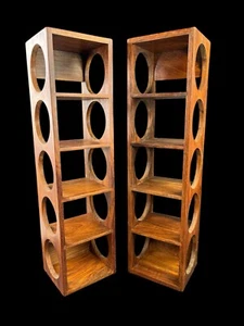 Set of Two Crate & Barrel Wall Mount Stackable Wine Racks - Sheesham Wood - Picture 1 of 4
