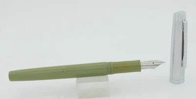 Pluma Estilográfica Aerométrica Esterbrook M2 Verde con Tapa Cromada -9550 XFine Plumín - Años 50 Foto 1 de 4