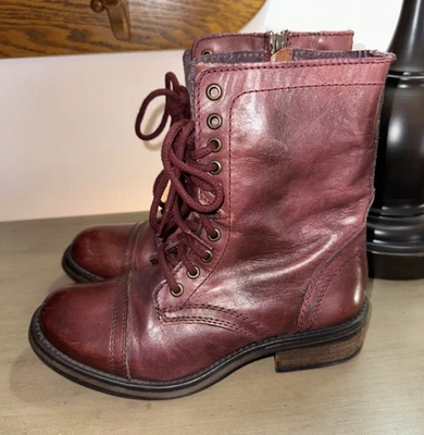 STEVE MADDEN Tropa 2 Combat ботинки темно бордовая кожа 7,5 EUC - Изображение 1 из 4