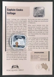Cook Island: 2009 $1 Captain Cook's Cottage Square Coloured Silver with Cert - Picture 1 of 1