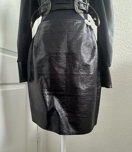 Neu aus altem Lagerbestand Lanvin River 2011 Schlangenleder Mini Bleistiftrock schwarz US2? Runway Y2K - Bild 1 von 23