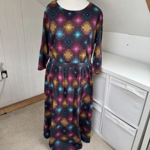 Seasalt Forestry Dress Size 20 Purple Multi Patterned Cotton Blend Pockets Long - Picture 1 of 12