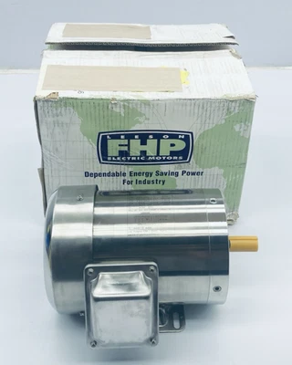 Leeson FHP 191209.00 WASHGUARD SST Stainless Motor 1hp 56hc-Fr 5/8"-Shaft TEFC - Image 1 of 4
