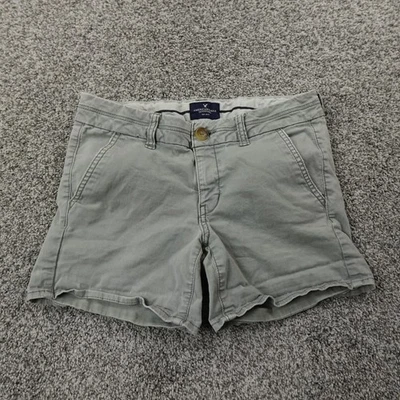 American Eagle Shorts Womens 4 Gray Chino Low Rise Midi Preppy Stretch Flex AEO - Image 1 of 4