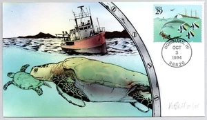 #2864 WONDERS OF THE SEA, DOLPHIN, SCUBA DIVING, BEVIL HAND PAINTED FDC - Picture 1 of 1