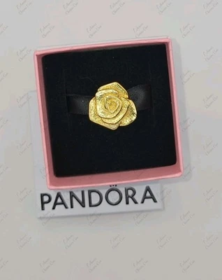 Authentic PANDORA Gold Plated Rose in Bloom Oversized Charm  #763675C00 W/ Box - Image 1 of 4