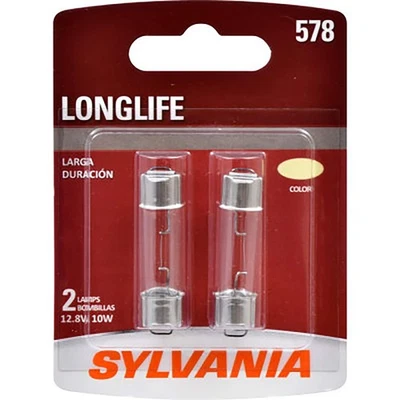 Sylvania LongLife 578 10W Due Lampadina Interno Cupola Luce Ricambio Lampada - Image 1 of 4
