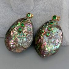 Natural Rainbow Abalone Shell Green Cz pave Stud Earrings