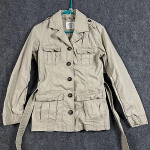 HM LOGG Safari Utility Jacke Damen 8 Taschen Knopfleiste Kragen Gürtel Khaki - Bild 1 von 13