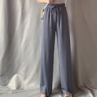 Cool and Thin Ice Silk Sweatpants for Women Pleated Design Drawstring Waist