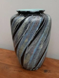 Mid Century Carstens Tonnieshof Vase 435-25 ausgefallene Wirbelglasur gelb, mauve - Bild 1 von 6