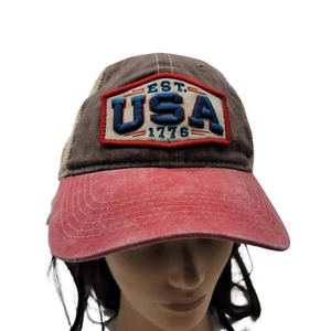 Bestickte USA Amerikanische Flagge Est. 1776 Red Billed Mesh Truckers Snapback - Bild 1 von 7
