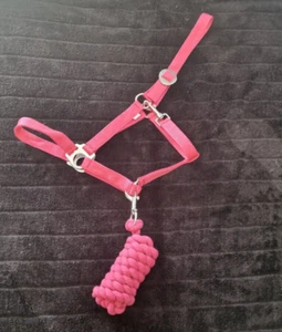 Nylon Weide oder Stall - Halfter in Pink + Strick Baumwolle in Pink Gr. Pony neu - Bild 1 von 24