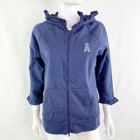 MLB Anaheim Angels Women's XXL Blue Zip Up Hoodie Sweatshirt Jacket Fits M/L Cover