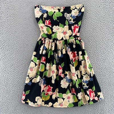 Kimchi Blue Dress Womens Small Black Multi Floral Fit & Flare Strapless Cut Out - Image 1 of 4