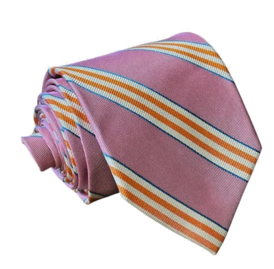 Галстук Peter Millar мужской розовый многоцветный Repp полоска шелк тонкий сложенный вручную США - Изображение 1 из 4