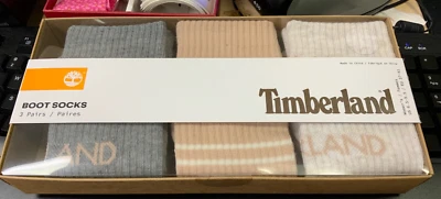 GIFT SET 3 WOMEN'S TIMBERLAND cushion BOOT SOCKS US 6.5-9.5 NWT GRAY BEIGE SET - Image 1 of 3