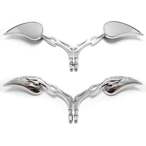 Chrome Motorcycle Teardrop Flame Rearview Side Mirrors For Harley Davidson US - Picture 1 of 8