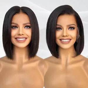Straight Bob Wig Human Hair 13x4 Lace Front Wigs for Women 200% Density - Picture 1 of 10