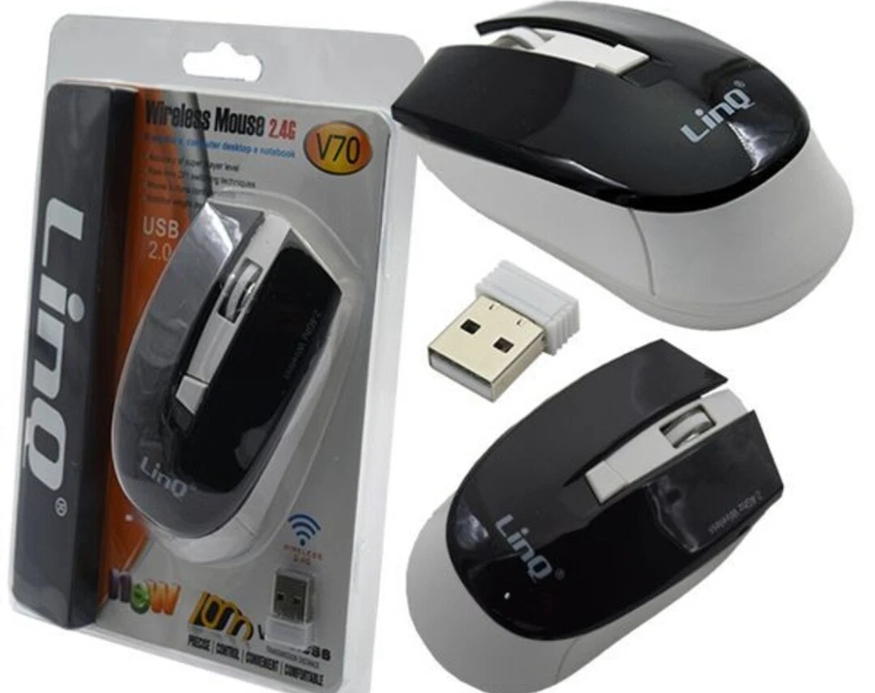 MOUSE WIRELESS LINQ V70 USB 2.4G 1000 DPI OPTICAL MOUSE PC COMPUTER MOUSE - Immagine 1 di 1