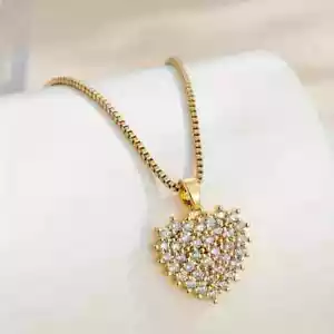 2Ct Round Cut Lab Created Diamond Heart Women's Pendant 14K Yellow Gold Plated - Picture 1 of 3