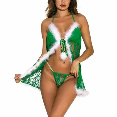 Roupa de dormir feminina sexy lingerie Natal roupa de dormir roupa de dormir roupa de dormir vestido extravagante - Imagem 1 de 4