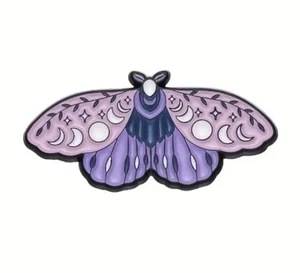 Death Moth Shaped Enamel Pin Badge - Gothic Emo Pagan Witch Spiritual - Picture 1 of 1