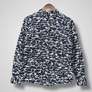 Patagonia Micro Corduroy Shirt Womens 6 Navy Blue All Over Tree Floral Organic - Picture 1 of 9