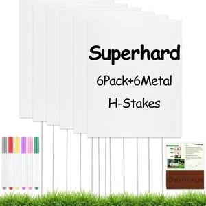 Bouiexye Blank Yard Signs with Stakes,6 Pack 17x12 Inches Blank Lawn Signs wi... - Picture 1 of 6
