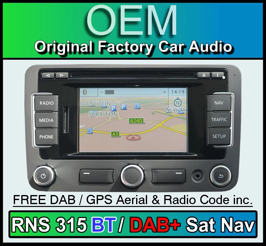 VW RNS 315 DAB Bluetooth Navigation, VW Jetta Sat Nav stereo CD player DAB+ - Image 1 of 4