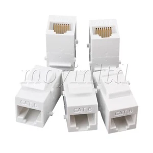 5 x Cat6 RJ45 Ethernet Inline Jack Koppler weiß Keystone Riegel Buchse auf Buchse - Bild 1 von 6