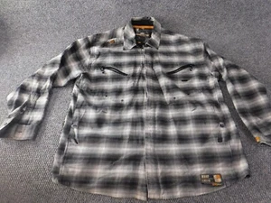 Akademiks Shirt 2XL XXL Mens gray zipper y2k plaid zip hip-hop army vintage - Picture 1 of 13