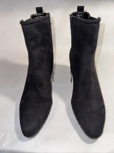 Anne Klein Boots Womens sz 9 Ankle Booties Black Fabric Wedge Side Zip - Picture 1 of 9
