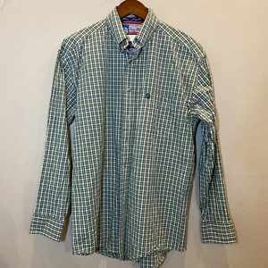 Wrangler Mens George Straight Cowboy Cut Button Down Long Sleeve Size M Green - Imagen 1 de 6