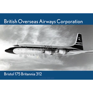 BOAC Britannia 312 Art Print - Bristol 175 Aerial  Reproduction - 4 sizes poster - Picture 1 of 4