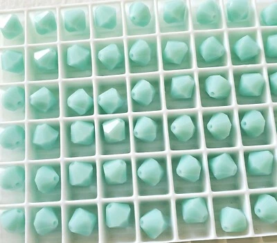 Vintage Swarovski 5301 8mm bicone beads, Mint Alabaster (12pcs) - Image 1 of 3