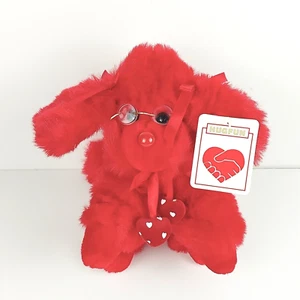 Peluche cane barboncino Hugfun rosso brillante con occhiali alto 7,5" nuovo con etichette - Foto 1 di 8