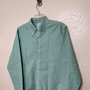 Brooks Brothers camicia uomo 16,5 34 verde Milano Supima manica lunga USA - Foto 1 di 15