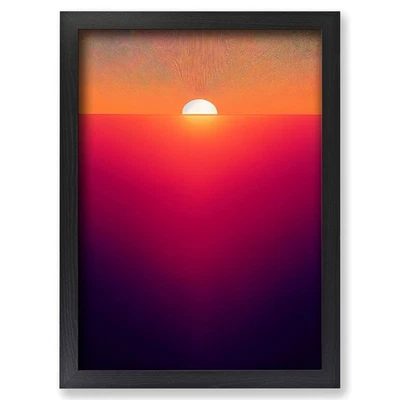 Framed Beguiling Abstract Sunset Wall Art Canvas Print Poster Picture, Decor - Image 1 of 4